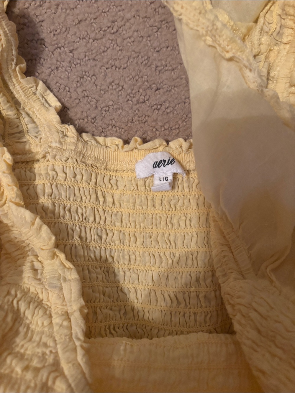 aerie Yellow Ruffled Strap Maxi Dress smocked Large L EUC - Picture 3 of 4